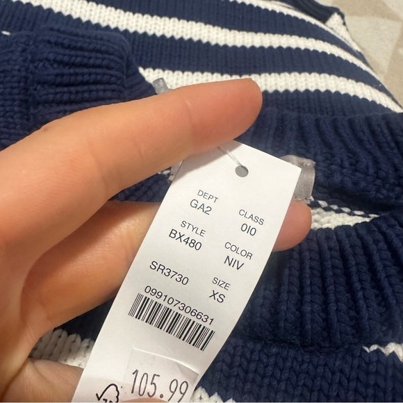 J crew Relaxed pullover sweater in stripe navy ivory - Picture 5 of 5